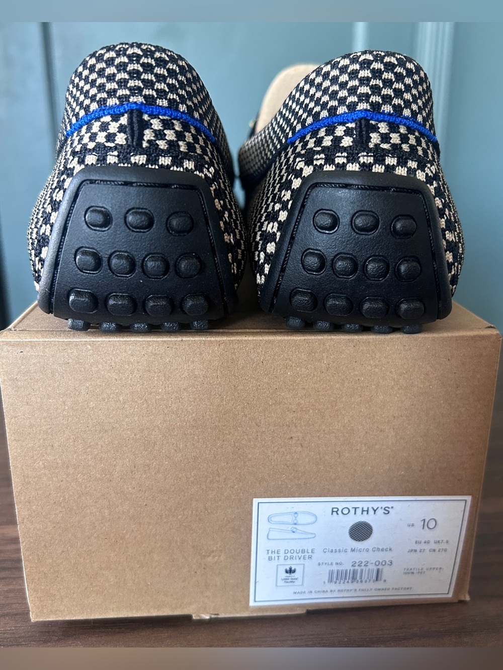 NWT Rothy's The Double Bit Driver Classic Micro Check Loafers Size 10 - Picture 3 of 8